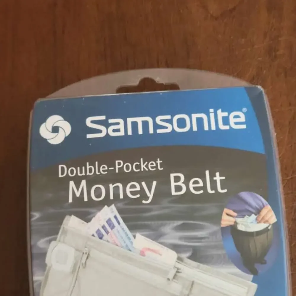 Samsonite Double Pocket money Belt Adjustable Ivory New